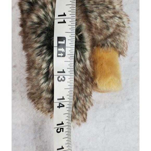 Aurora Miyoni Timber Wolf Puppy Plush Realistic Laying Down Furry Gray Brown 14" - Picture 7 of 11